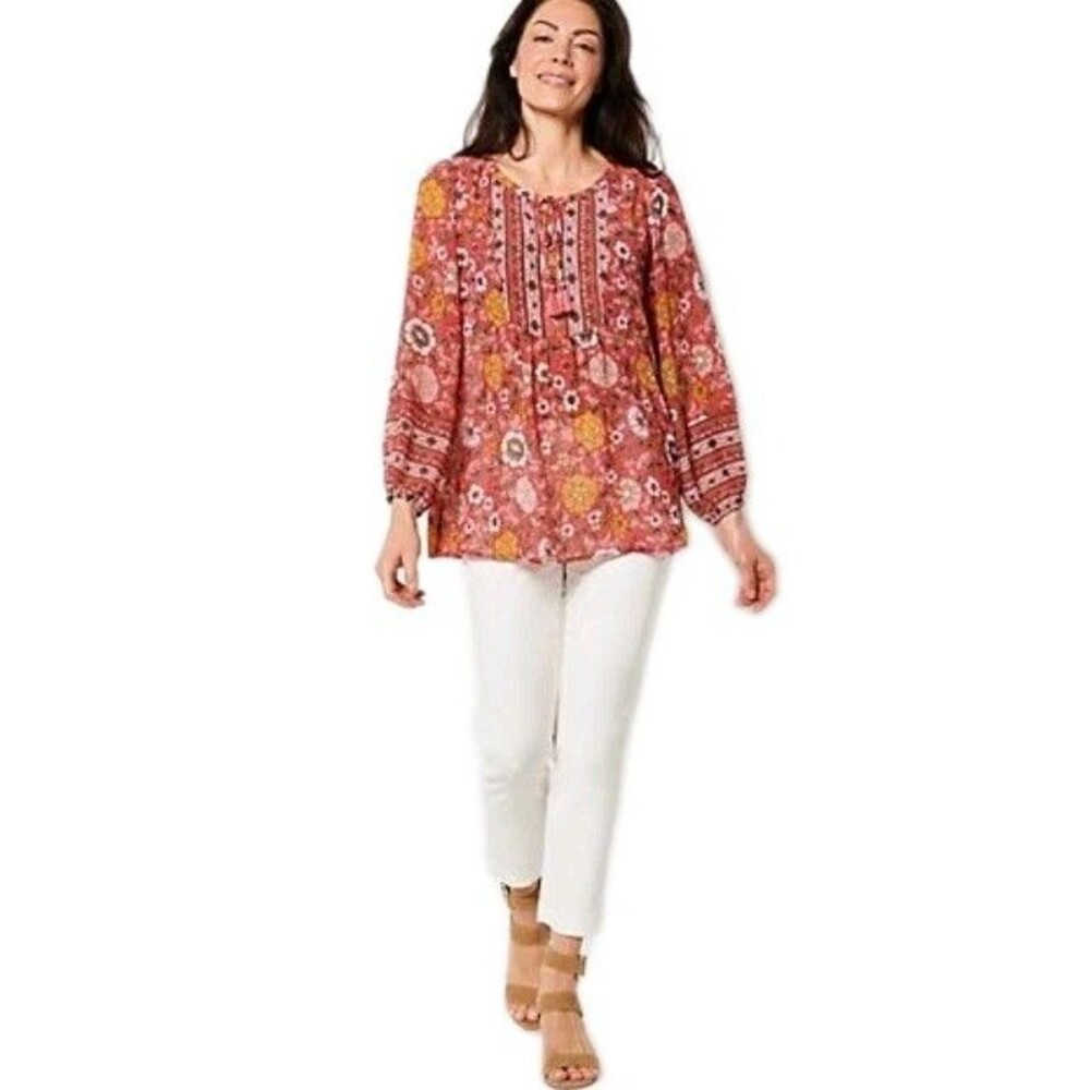 NWOT BELLE KIM GRAVEL Womens 3X Romantic Peasant Boho Floral Top Pink A471030 - Picture 12 of 16